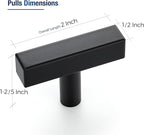 JOY DECOR 10 Pack Single Hole Matte Black Square Cabinet Handles Stainless Steel Cabinet Hardware Pulls for Kitchen and Drawers with 2 Inch Overall Length