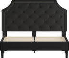 Flash Furniture Brighton Queen Size Tufted Upholstered Platform Bed in Black Fabric