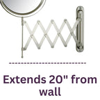 JERDON Two-Sided Wall-Mounted Makeup Mirror - Makeup Mirror with 7X Magnification & Extendable Arm - 8-inch Diameter Mirror with Nickel Finish Wall Mount - Model JP2027N