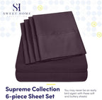 Full Size Bed Sheets - 6 Piece 1500 Supreme Collection Fine Brushed Microfiber Deep Pocket Full Sheet Set Bedding - 2 Extra Pillow Cases, Great Value, Full, Purple