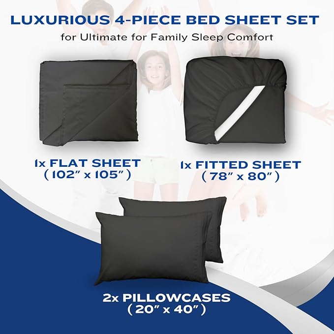 DREAMCARE Full Size Sheets – 4 pcs Cooling Sheets – up to 21” Deep Full Sheet Set – Hotel Luxury Pillowcases – Superior Softness 100% Fine Microfiber with Side Pocket – Gray