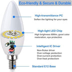Vinaco E12 LED Bulb, 6 Pack E12 Candelabra Bulb 4 Watt Warm White 3000K, High Brightness 400LM & 25000+ Long Lifespan Bulb, E12 Candelabra Base Light Bulb for Ceiling Fan Light Bulb