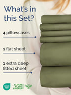 Extra Deep Full Sheet Set - 6 Piece Breathable & Cooling Sheets - Hotel Luxury Bed Sheets Set - Easy & Secure Fit - Soft, Wrinkle Free & Comfy Sheets Set - Sage Green Sheet Set with Extra Deep Pockets