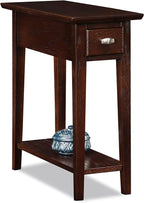 Leick Home 15 in Wide End Table, Solid Wood Construction, One Drawer, One Lower Shelf, Narrow Width, Easy-Assembly, Chocolate Oak, 15 in W x 24 in D x 24 in H, 10071-CH