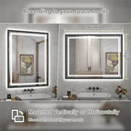 28"x 36" LED Bathroom Mirror with Black Frame, Stepless Dimmable, Anti-Fog, Shatter-Proof, Memory, 3 Colors, LED Vanity Mirror
