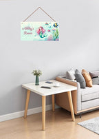 Personalized Sign Mermaid Wall Art Décor For Kids Room Custom Name Door Decor, Ocean Theme Nursery Art Plate For Girls Room Boys Bedroom Garden