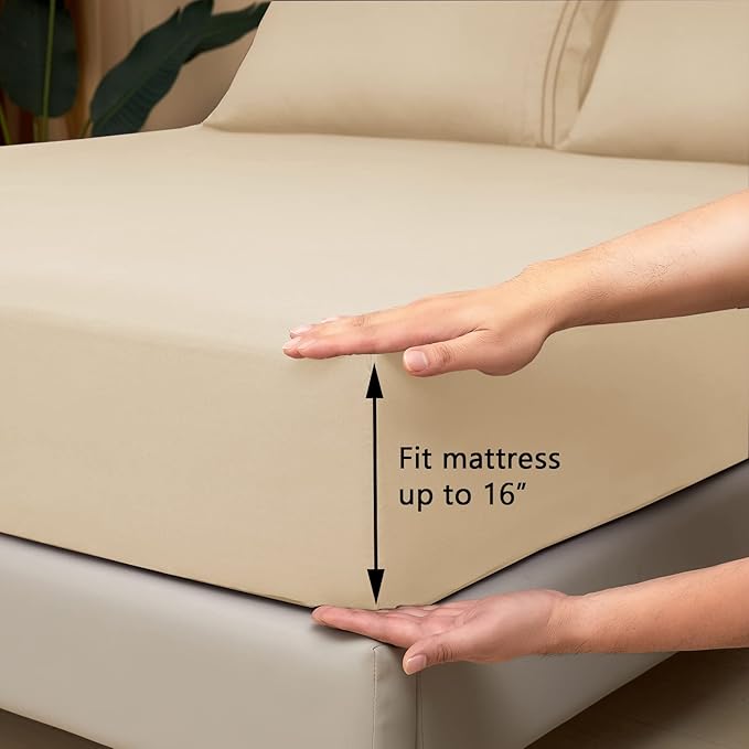 Mejoroom Full Size Sheet Set - Soft Microfiber Bed Sheets - Deep Pocket Fitted Sheet, Breathable, Soft, Wrinkle & Fade Resistant - 4 Piece (Full, Taupe)
