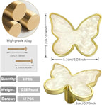 6 pcs Butterfly Shape Knobs Handle Gold Cabinet Knobs Decoration Door Handle Single Hole Handles Cabinet Drawer Dresser Kitchen Wardrobe Furniture Hardware Pulls (White)