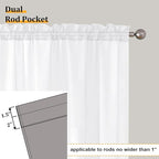 Aiyufeng Sheer Voile Window Treatment Rod Pocket Curtain Panels for Kitchen Bedroom Living Room Drapes Sunlight Filtering Privacy Semi Home Decor Assorted Colors Sizes (White, 40 W x 72 L)