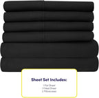 Twin XL Size Bed Sheets - 4 Piece 1500 Supreme Collection Fine Brushed Microfiber Deep Pocket Twin X-Large Sheet Set Bedding - 1 EXTRA PILLOW CASES, GREAT VALUE, Twin XL, Black