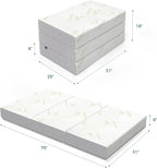 Inofia Folding Mattress, 6 Inch Trifold Memory Foam Mattress with Ultra Soft Removable Cover, Non-Slip Bottom & Breathable Mesh Sides, Foldable & Portable - Cot Size (75" x 31" x 6")