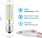 LED Light Bulb 100w Equivalent 1200 Lumen 5000K Cool Daylight White 12W Super Bright LED Bulb E26 Base Non-Dimmable Ceiling Fan Light Bulbs for Home Indoor LED Corn Light Bulb Pack of 4