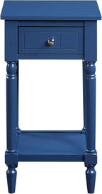 Convenience Concepts French Country Khloe 1 Drawer Accent End Table 14" - Traditional Farmhouse Side Table with Storage Drawer and Shelf for Living Room, Cobalt Blue