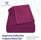 Twin Size Bed Sheets - 4 Piece 1500 Supreme Collection Fine Brushed Microfiber Deep Pocket Twin Sheet Set Bedding - 1 EXTRA PILLOW CASES, GREAT VALUE, Twin, Berry