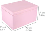Large Pink Wooden Box Storage with Hinged Lid | 15.8 x 11.8 x 9.44 inches (+-0.5) | Gift Box Storage Document | Wood Keepsake Chest Product NOT Intended for 15 Years OR Below
