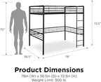 DHP Full Metal Loft Bed with Ladder, Space-Saving Design, Black, Full