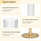 Gold Hurricane Glass Candle Holders: Cadhodenm Tall Glass Candlestick Holder for Wedding Set of 6 Brass Taper Candle Holders Modern Candle Sticks Holder for Table Centerpiece Party Holiday Decor