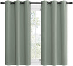 NICETOWN Greyish Green Room Darkening Curtains for Kitchen, Window Treatment Thermal Insulated Solid Grommet Room Darkening Curtains/Drapes for Bedroom (Set of 2, 42 inches Wide by 48 inches Long)