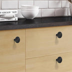 2 Pack Kitchen Cabinet Knobs Round Sunflower Dresser Knob Modern Drawer Hardware Cupboard Handles Furniture Knob for Bathroom Single Hole Knobs for Wardrobe Matte Black TYH-MB-K2