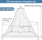 Mosquito Net for Single to King-Sized Beds – 2 Openings or Fully-Enclosed Bed Canopy – Conical Design for Decoration or Travel – Free Bag & Hanging Kit for Easy Setup