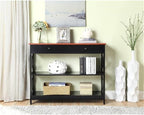 Convenience Concepts Oxford 1 Drawer Console Table with Shelves, Cherry/Black