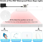 Neon Rope Lights, JIAMEI 20FT RGB LED Strip Lights, App Control, IR Remote, Music Syncing, Outdoor IP67 Waterproof, Flexible Neon Strip Lights Cuttable for Bedroom, Gaming, Party, Outdoors Decor
