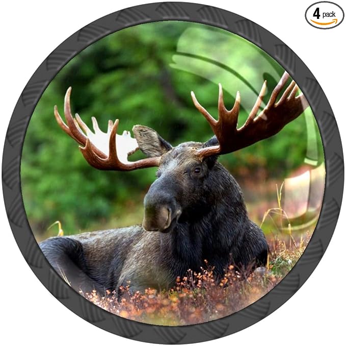 4 Pack Drawer Knobs Pulls Moose Green Trees Crystal Glass Round Knobs Pulls Handles for Cabinets Dressers Kitchen Bathroom - Cupboards Wardrobes Hardware Furniture Knobs