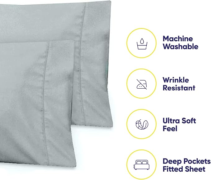 Full Size Bed Sheets - 6 Piece 1500 Supreme Collection Fine Brushed Microfiber Deep Pocket Full Sheet Set Bedding - 2 Extra Pillow Cases, Great Value, Full, Porclain Blue