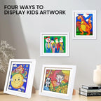 2-Pack Kids Artwork Frames - Changeable, Front Opening Holds 150, Children Art Projects, 10x12.5 Picture Frame for Display, With Storage (White)