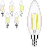 Honesorn E12 Led Bulbs, 4W(60W Equivalent Candelabra Led Light Bulbs, 4000K Natural White Chandelier Light Bulbs, 600LM Clear Glass C35 Light Bulbs with Filament, Dimmable Candle Light Bulbs Pack of 6