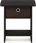 Furinno Dario End Table / Side Table / Night Stand / Bedside Table with Bin Drawer, 1-Pack, Espresso/Brown