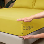 Mejoroom Queen Size Sheet Set - Hotel Luxury 1800 Bedding Sheets & Pillowcases - Deep Pocket Fitted Sheet, Soft, Breathable, Wrinkle & Fade Resistant - 4 Piece (Queen, Yellow)