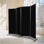 Room Divider, 4 Panel Folding Privacy Screens with Wider Feet, 6 Ft Portable Room Partition for Room Separator, Room Divider Panel 88" W X 71" H, Partition Room Dividers Freestanding，Black