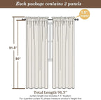 Chyhomenyc Sheer Ivory Curtains 90 inches Long 2 Panels, Light Filtering Soft Airy Solid Elegant Voile Window Treatment Drapes for Bedroom Living Room Wedding Party Decor, 42 Wx90 L Inches
