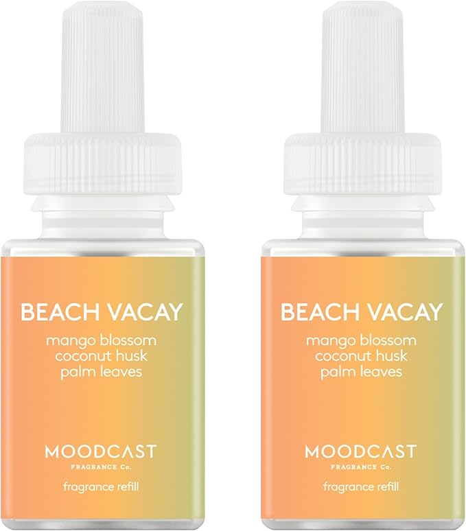 Pura & Moodcast Home Scent Refill - Smart Home Air Diffuser - Up to 120-Hours of Luxury Fragrance per Refill - Spring & Summer Fragrance - 2 Pack, Beach Vacay