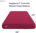 NapQueen 5 Inch Twin Memory Foam Mattress, Medium Feel, CertiPUR-US Certified, Bed in a Box, Breathable Soft Fabric Cover, Pink