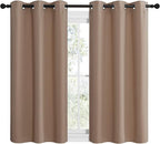 NICETOWN Small Window Kitchen Blackout Curtains, Thermal Insulated Solid Grommet Blackout Curtains/Drapes for Bedroom (Set of 2, 42 by 50 Inch, Cappuccino)