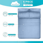 DREAMCARE King Size Sheets Set – 6 pcs Cooling Bed Sheets – up to 15” Deep Pocket King Sheet Set – 2500 Supreme Collection – Extra Soft 100% Brushed Microfiber Hotel Luxury with Side Pocket – L Blue