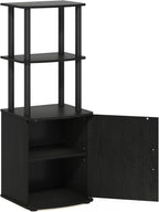 Furinno Turn-N-Tube Tall TV Entertainment Side Table Display Rack with Storage Cabinet, 2-Tier, Blackwood/Black