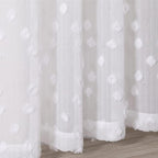 MYSKY HOME Pom Pom White Sheer Curtains for Bedroom Girls Room Curtains 120 Inches Long for Nursery Kids Light Filtering Boho Window Drapes, Rod Pocket, 38" Wide, 2 Panels