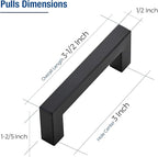 JOY DECOR 25 Pack Cabinet Handles, Black Cabinet Pulls, 3 Inch Kitchen Closet Handles Square Drawer Pulls Stainless Steel Drawer Hardware, 76mm Hole Centers