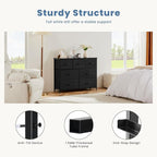 DUMOS Dresser for Bedroom with 7 Drawers, Storage Organizer Units Furniture, Chest Tower TV Stand with Fabric Bins, Metal Frame, Wooden Top for Nursery, Living Room, Bedroom, Closet, Black01