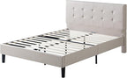 ZINUS Ibidun Upholstered Platform Bed Frame, Mattress Foundation, Wood Slat Support, No Box Spring Needed, Eco Friendly WonderBox (TM), Easy Assembly, Soft Beige, Queen