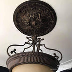 Ekena Millwork CM12BRBLF 12-1/2" x 3-7/8" x 3/4" Bradford Ceiling Medallion, Jet Black