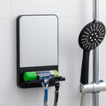 TAILI Shower Mirror Fogless Suction, Shaving Mirror with Razor Holder, Fog Free with Storage Tray, Rust-Proof, Shatterproof, Removable, Bathroom & Shower Accessories, Black