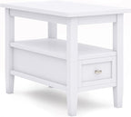 SIMPLIHOME Warm Shaker SOLID WOOD 14 inch Wide Rectangle Transitional Narrow Side Table in White for the Living Room and Bedroom