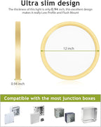 hepside 4PACK Flush Mount LED Ceiling Light Fixture Golden, 12Inch 28W, Dimmable 3000K-4500K-6000K 3 Color Selectable Ceiling Lamp 3200LM Low Profile Ceiling Light for Kitchen Bedroom Hallway
