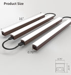 Under Cabinet Lighting Plug in, 16 Inch 4 Pcs, Linkable AC120V 3CCT 3000K/4000K/5000K Ultra Slim, LED Under Cabinet Lights for Counter Light, Kitchen, Shelf, Sink, Workshop, Desk, Bronze