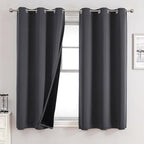 ChrisDowa 100% Blackout Curtains for Bedroom with Black Liner, 2 Thick Layers Total Blackout Thermal Insulated Grommet Small Window Curtains 45 Inch Length 2 Panels Set (Dark Grey, 42 x 45 Inch)