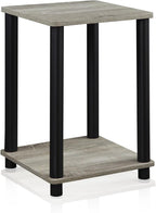 FURINNO Turn-N-Tube Haydn End Table, 1-Pack, French Oak Grey/Black